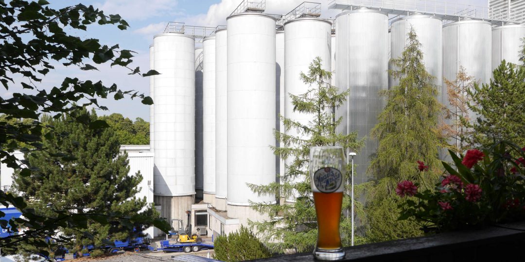 Blick auf die Lagertanks der Brauerei Gebr. Maisel KG Bayreuth