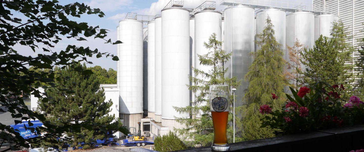 Blick auf die Lagertanks der Brauerei Gebr. Maisel KG Bayreuth