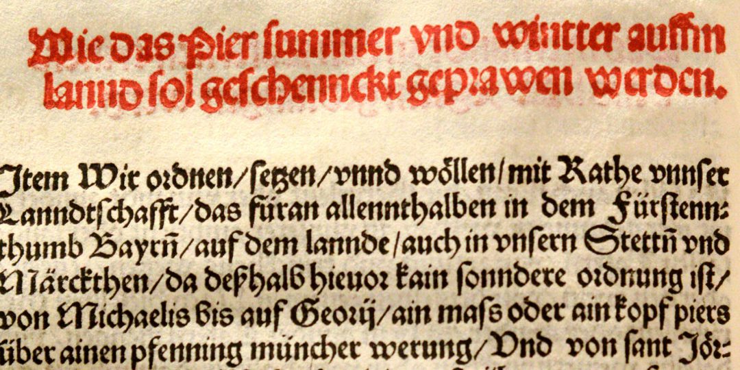 Originalurkunde der Bayrischen Landesordnung vom 23. April 1516